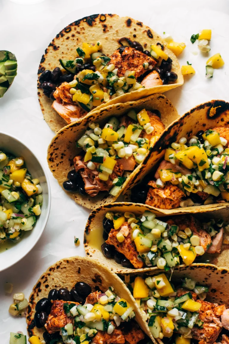 Salmon Tacos with Mango Corn Salsa