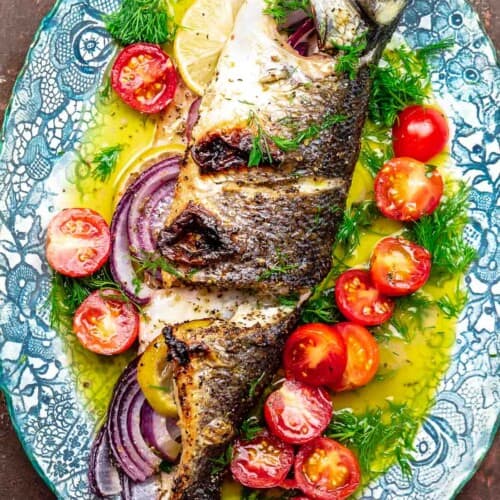 Greek-Style Roasted Branzino with Ladolemono Dressing